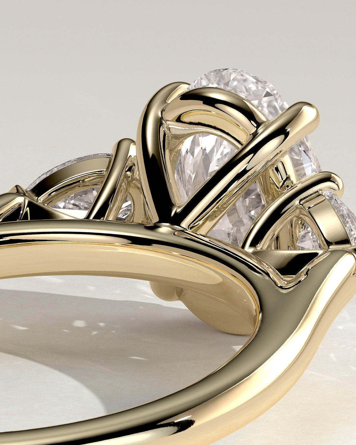 Oval Three Stones Lab Grown Diamond Engagement Ring