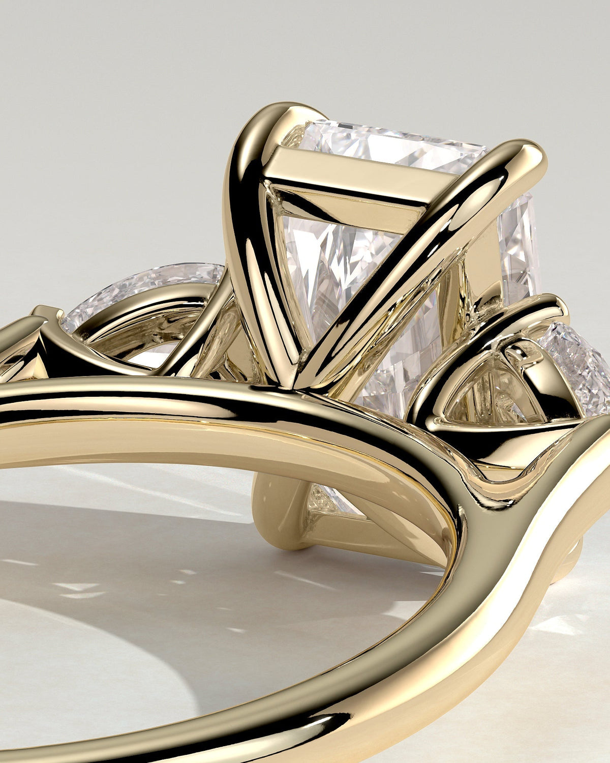 Radiant Three Stones Lab Grown Diamond Engagement Ring