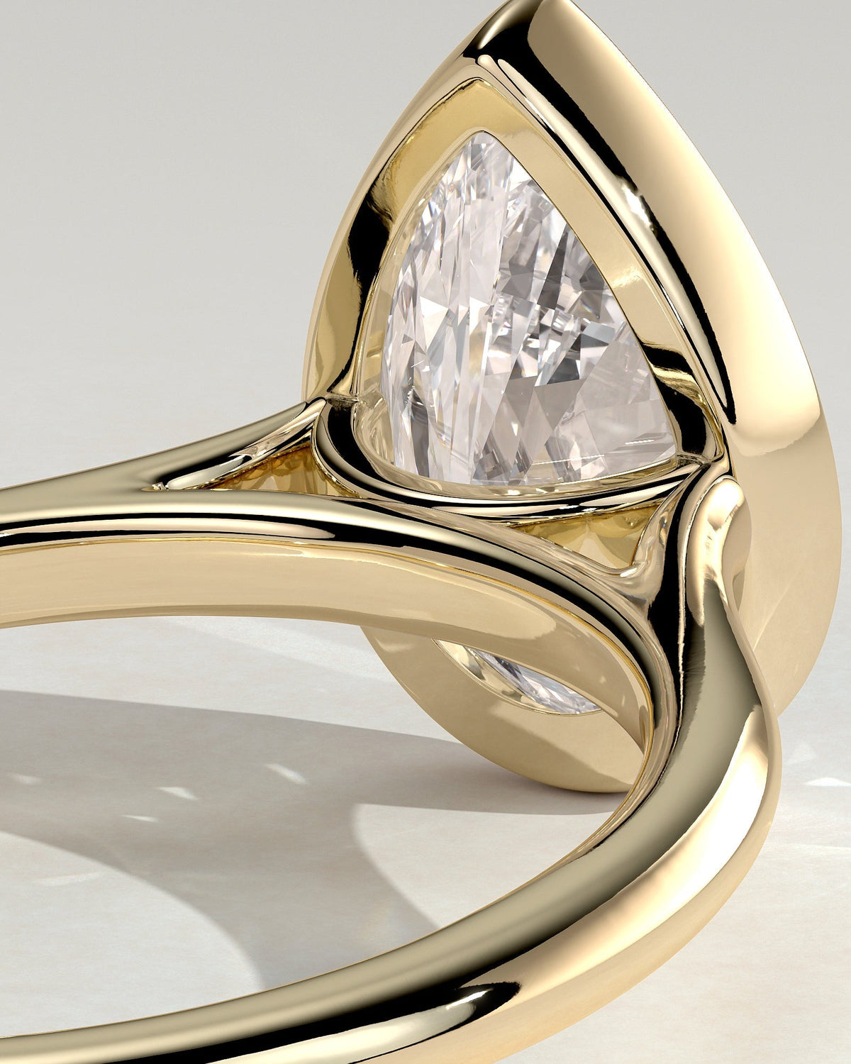 Pear Solitaire Bezel Lab Grown Diamond Engagement Ring