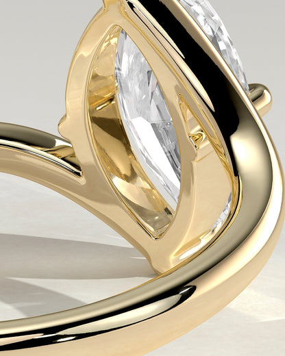 Marquise Swirl Solitaire Lab Grown Diamond Engagement Ring