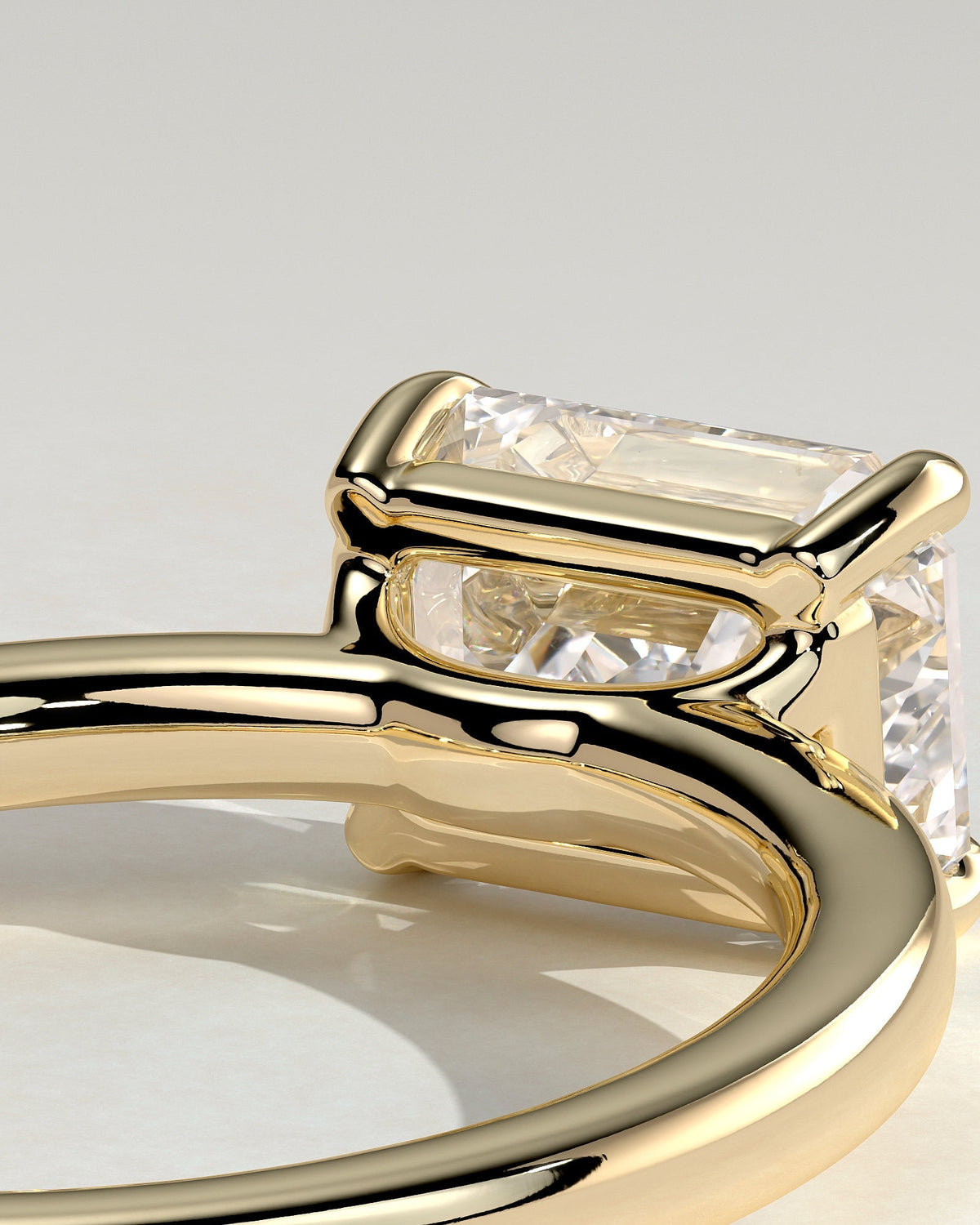 Emerald East West Solitaire Lab Grown Diamond Engagement Ring