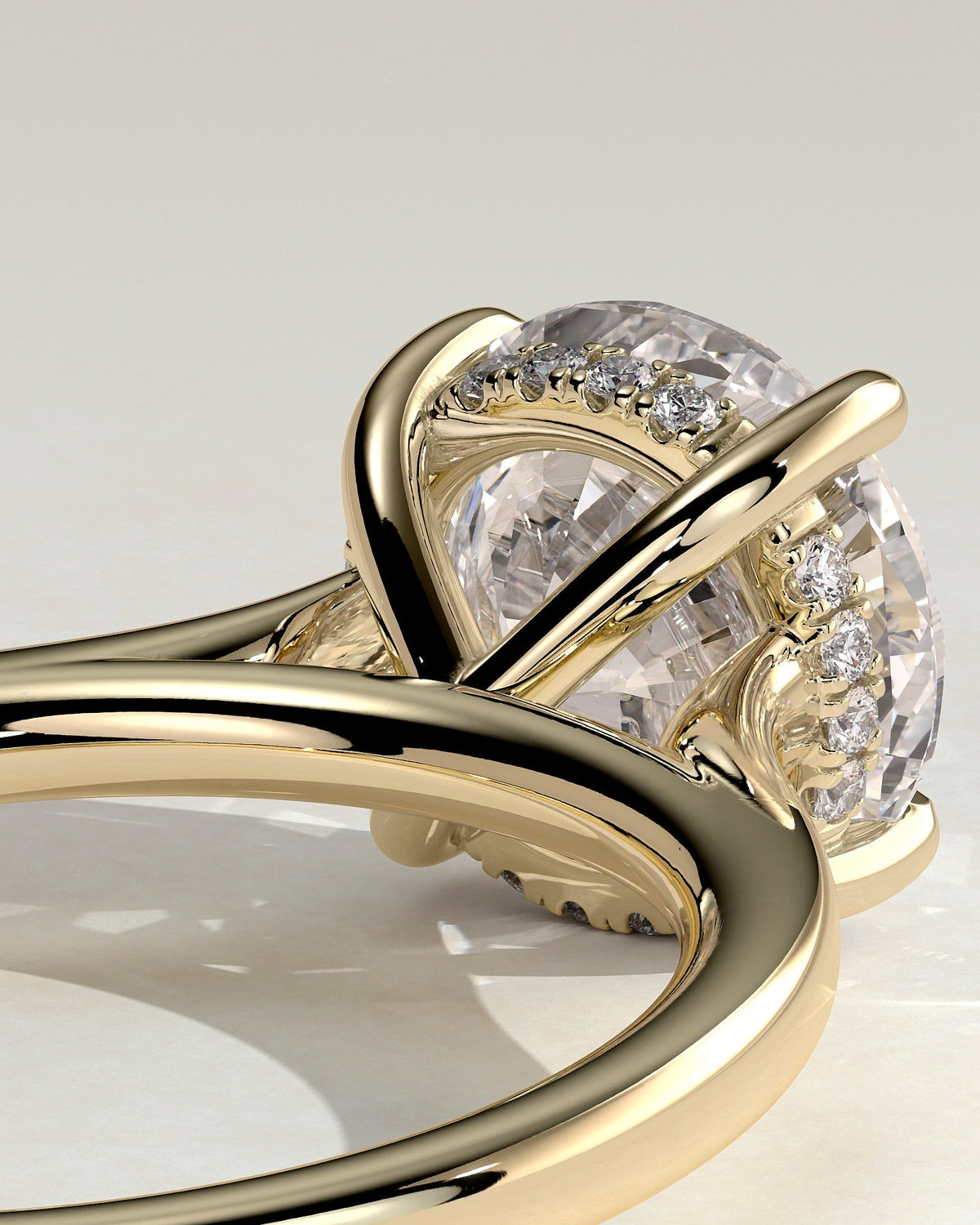 Round Cathedral & Hidden Halo Lab Grown Diamond Engagement Ring