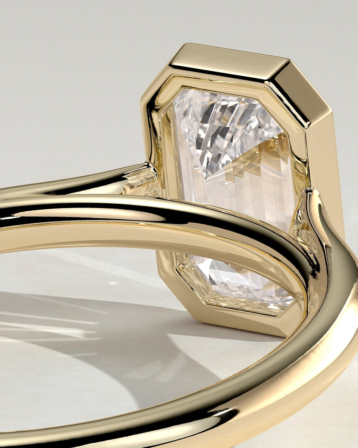 Emerald Bezel Solitaire  Lab Grown Diamond Engagement Ring