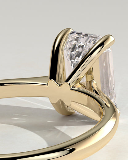 Emerald Solitaire Lab Grown Diamond Engagement Ring