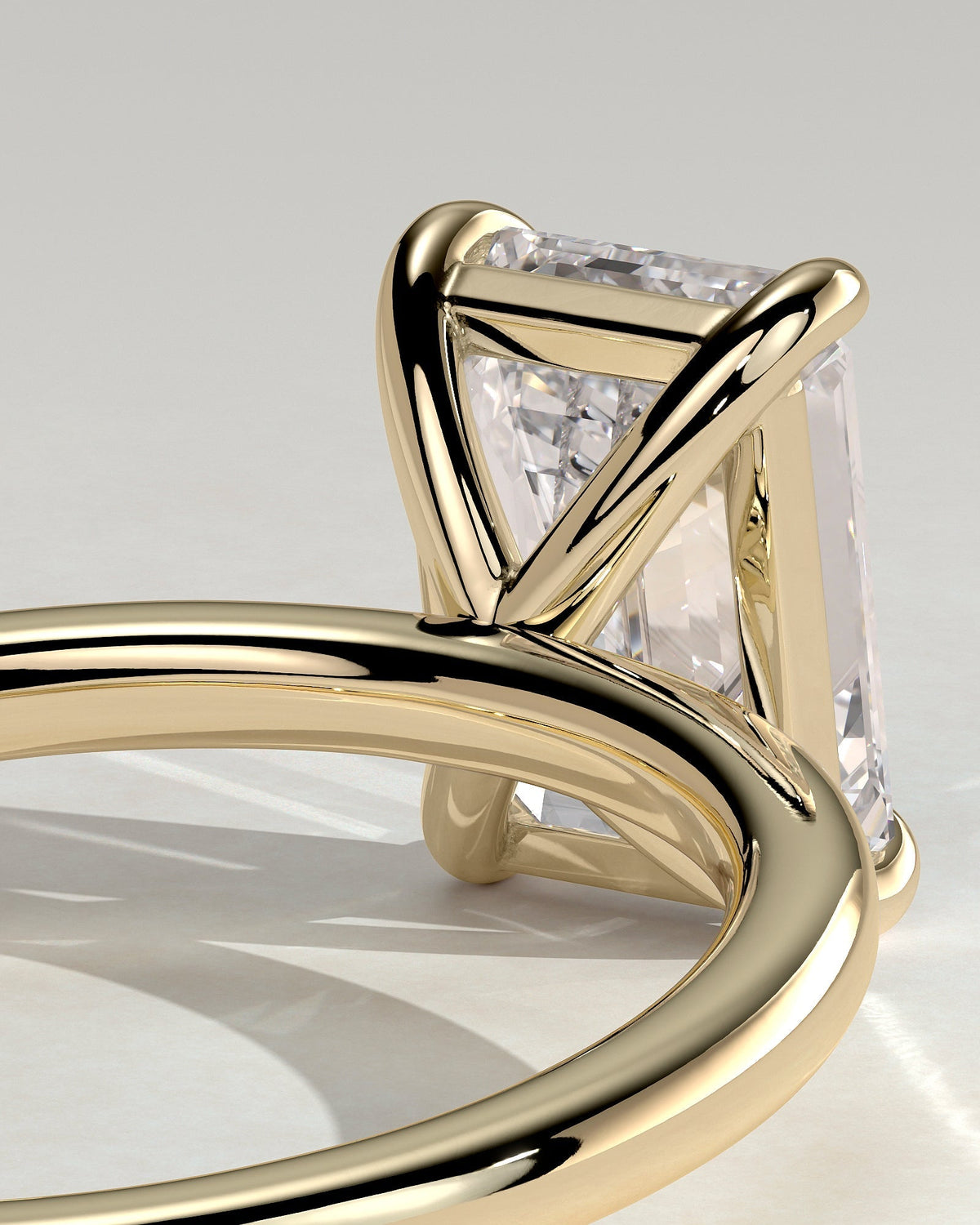 Emerald Solitaire Lab Grown Diamond Engagement Ring