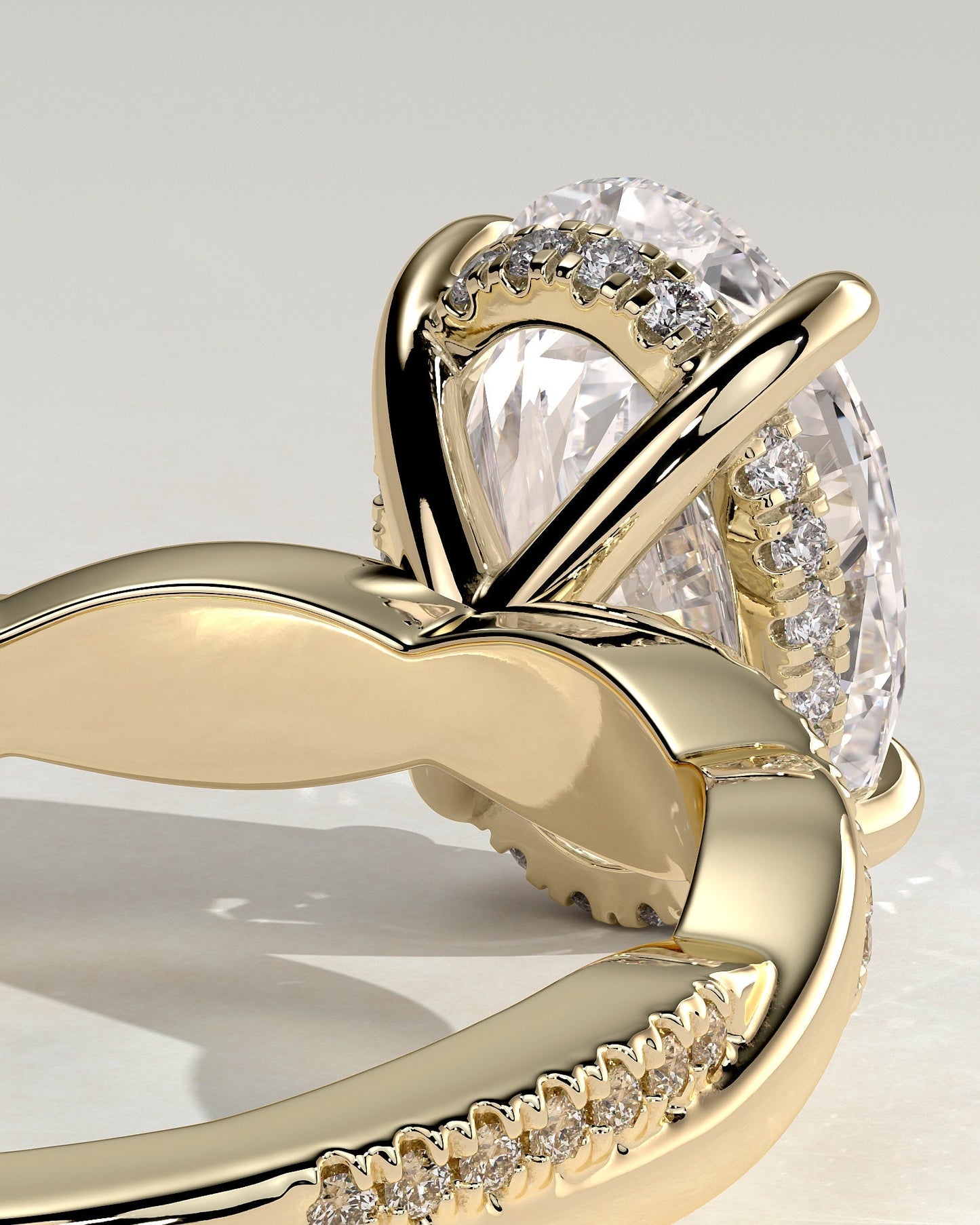 Oval Hidden Halo and Twisted Pave Lab Grown Diamond Engagement Ring