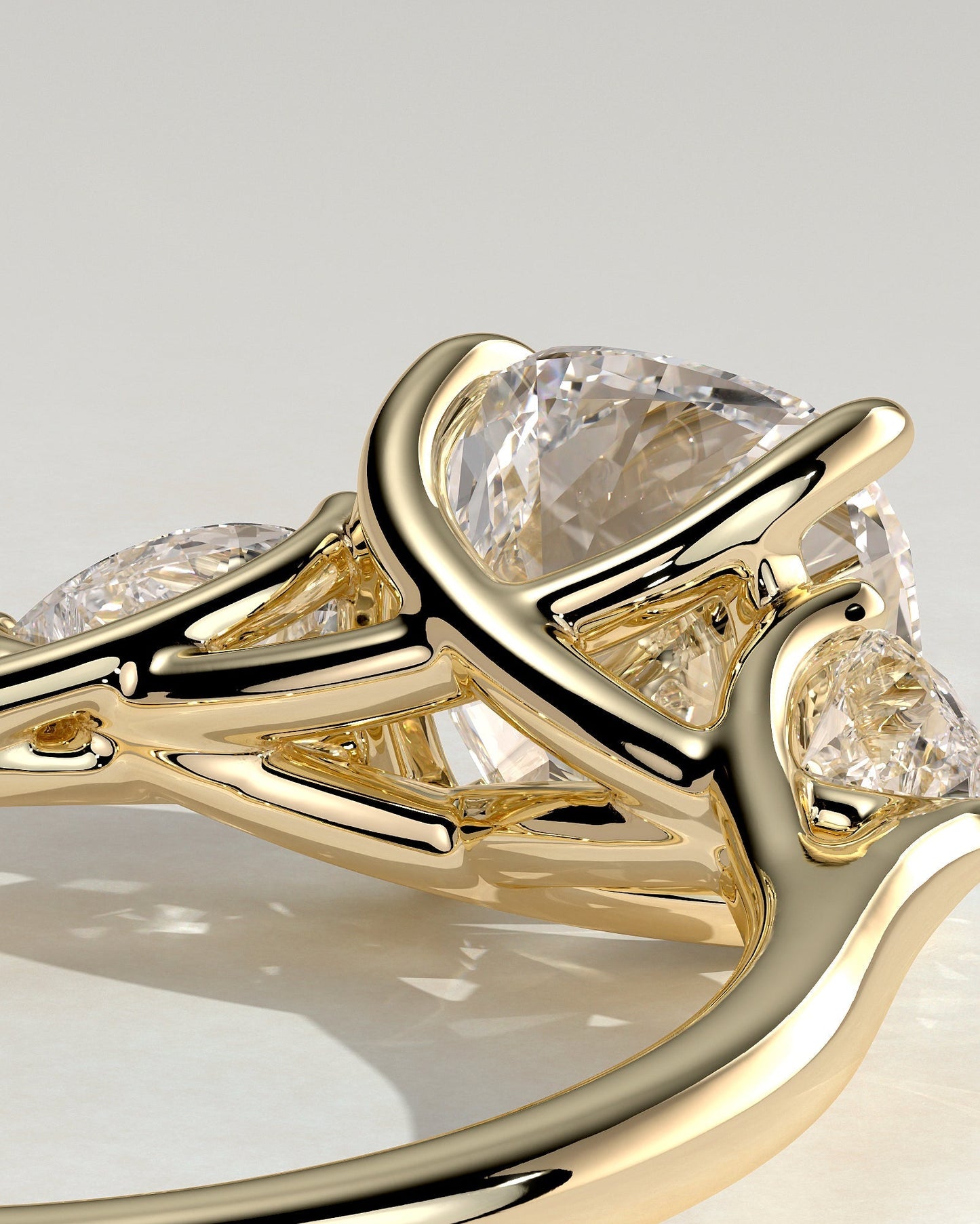 Cushion Three Stones Lab Grown Diamond Engagement Ring