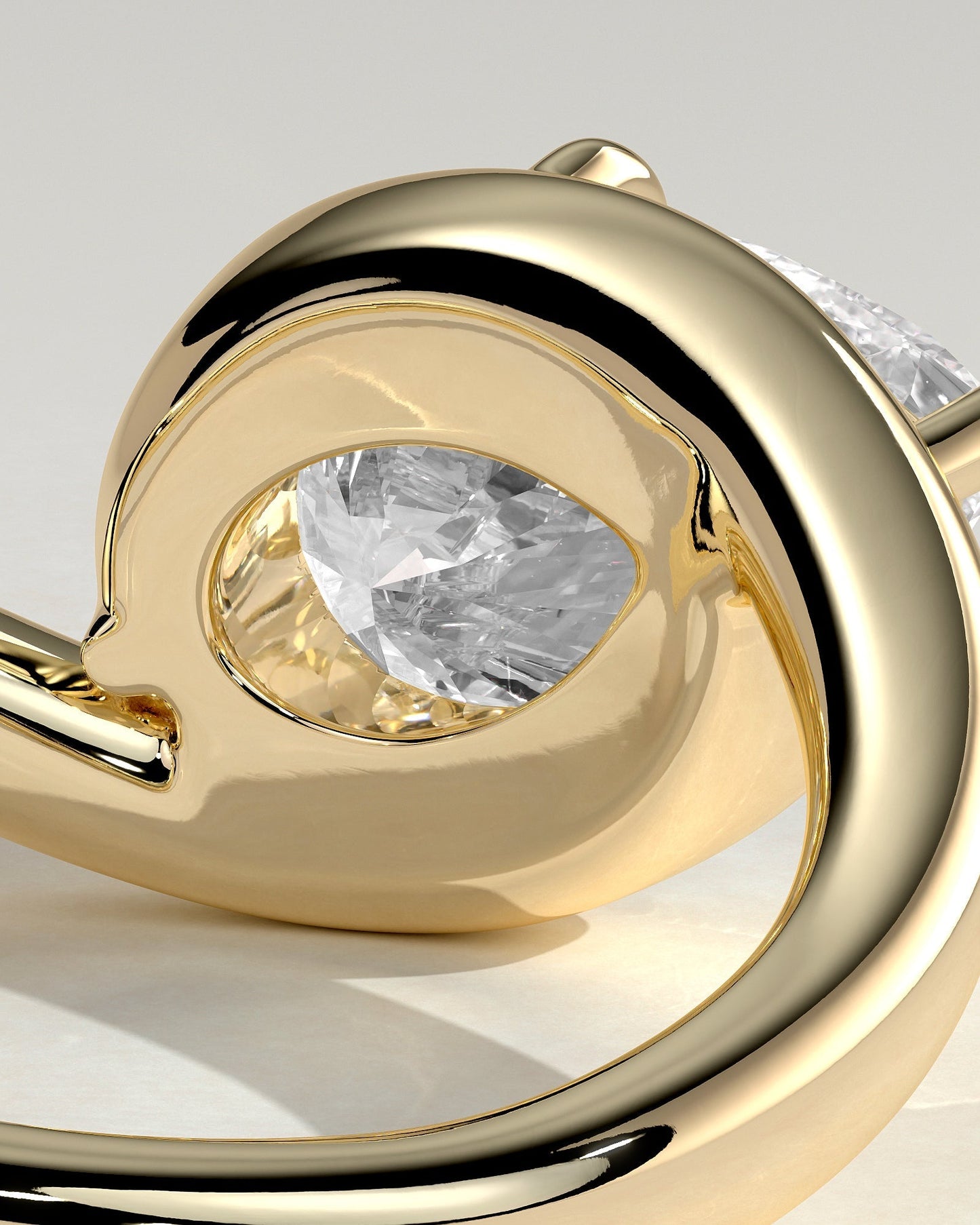 Pear Swirl Solitaire Lab Grown Diamond Engagement Ring