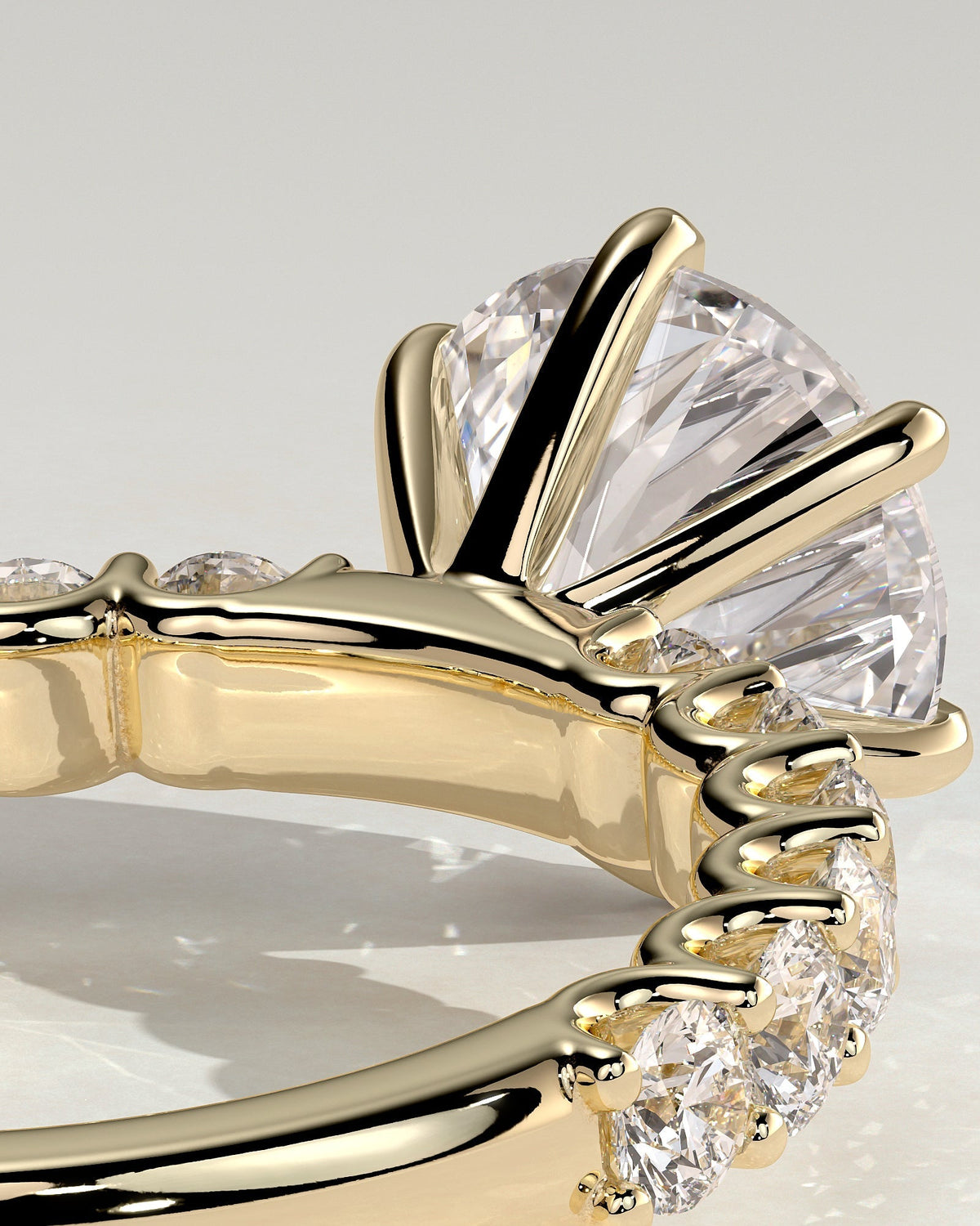 Round Bold Pave Lab Grown Diamond Engagement Ring