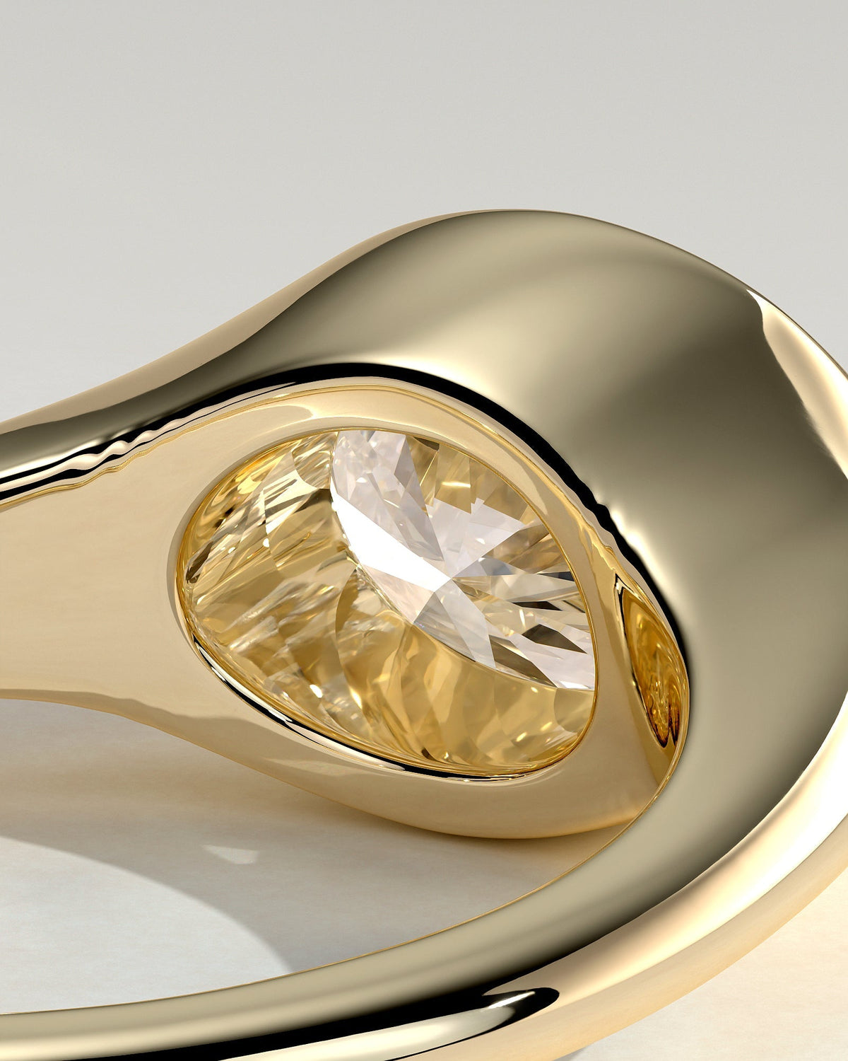 Oval Signet Solitaire Lab Grown Diamond Engagement Ring