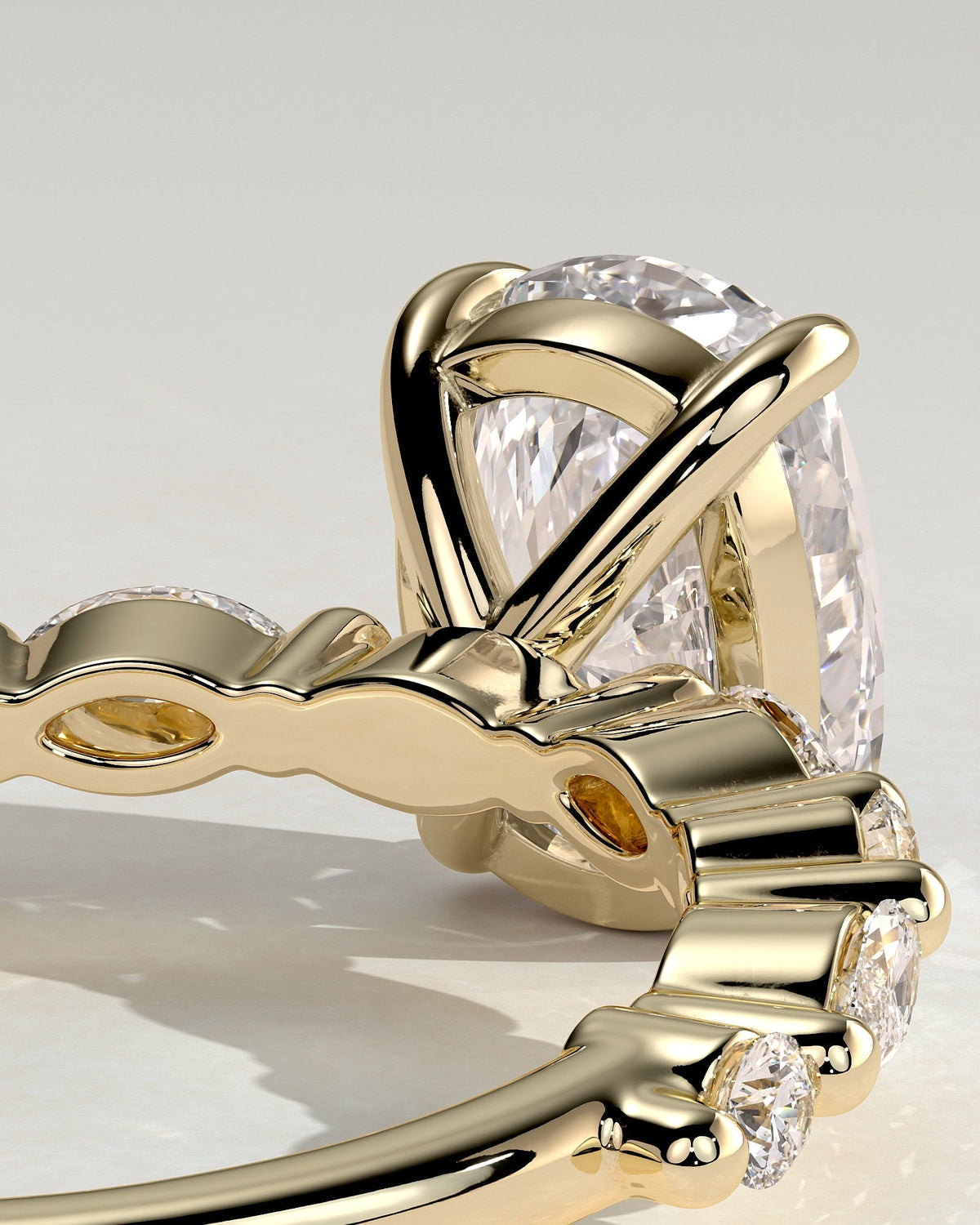 Elongated Cushion Pave Lab Grown Diamond Engagement Ring