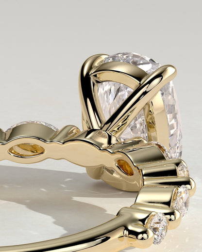 Elongated Cushion Pave Lab Grown Diamond Engagement Ring
