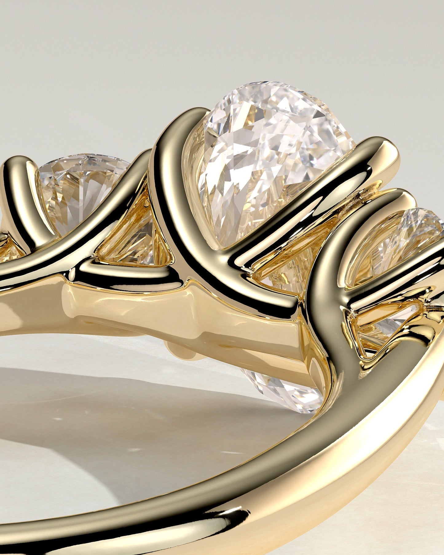 Oval Three Stones Lab Grown Diamond Engagement Ring