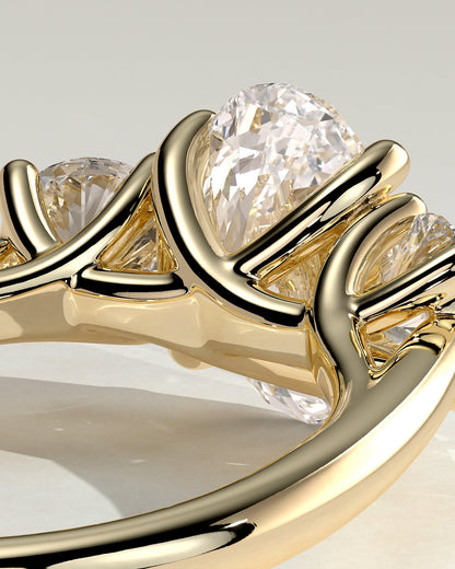 Oval Three Stones Lab Grown Diamond Engagement Ring