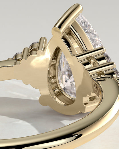 Pear Cluster Lab Grown Diamond Engagement Ring