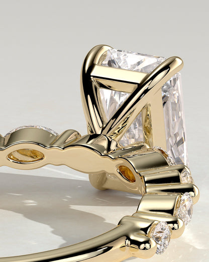 Radiant Alternating Pave Lab Grown Diamond Engagement Ring