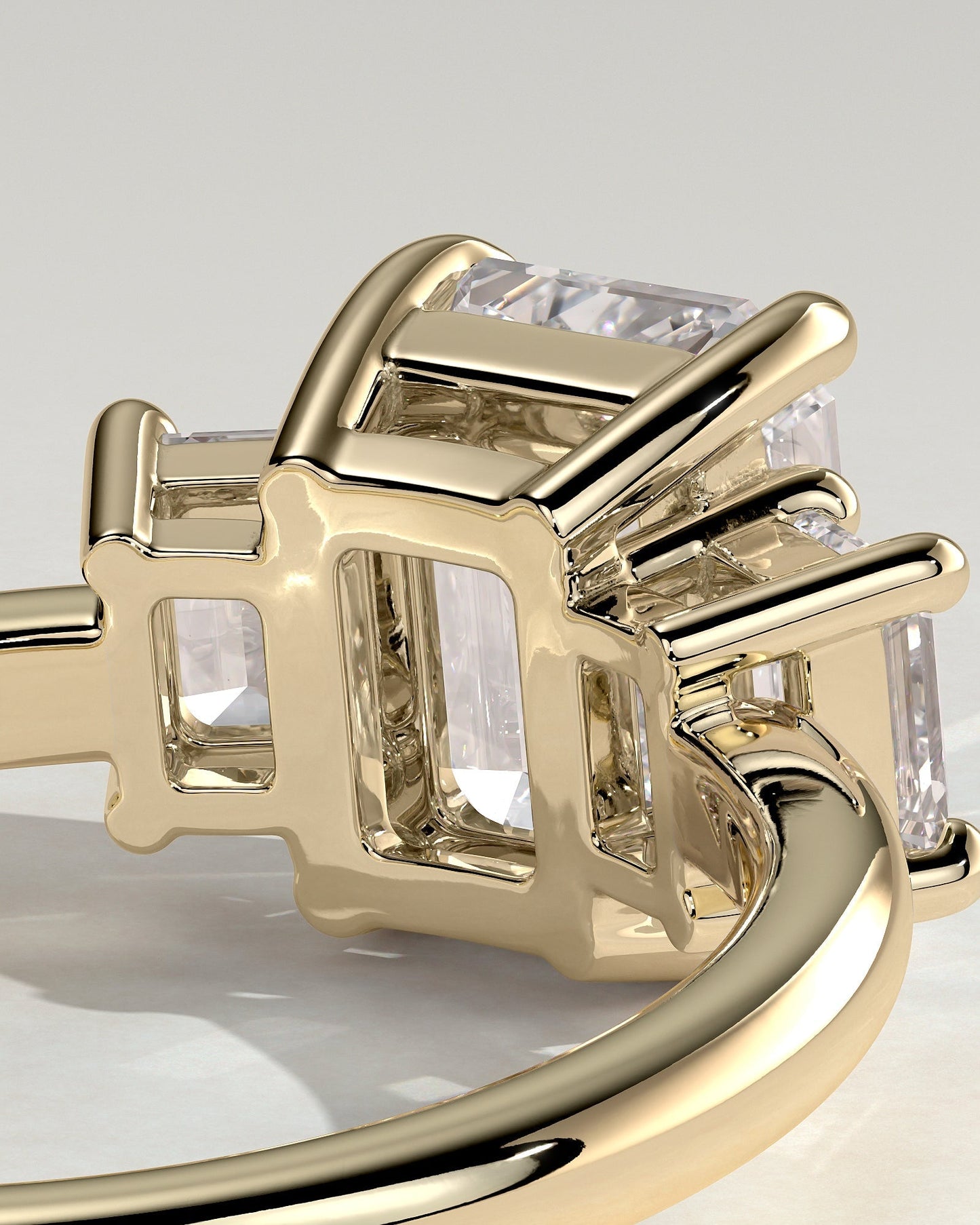 Emerald Three Stones Lab Grown Diamond Engagement Ring