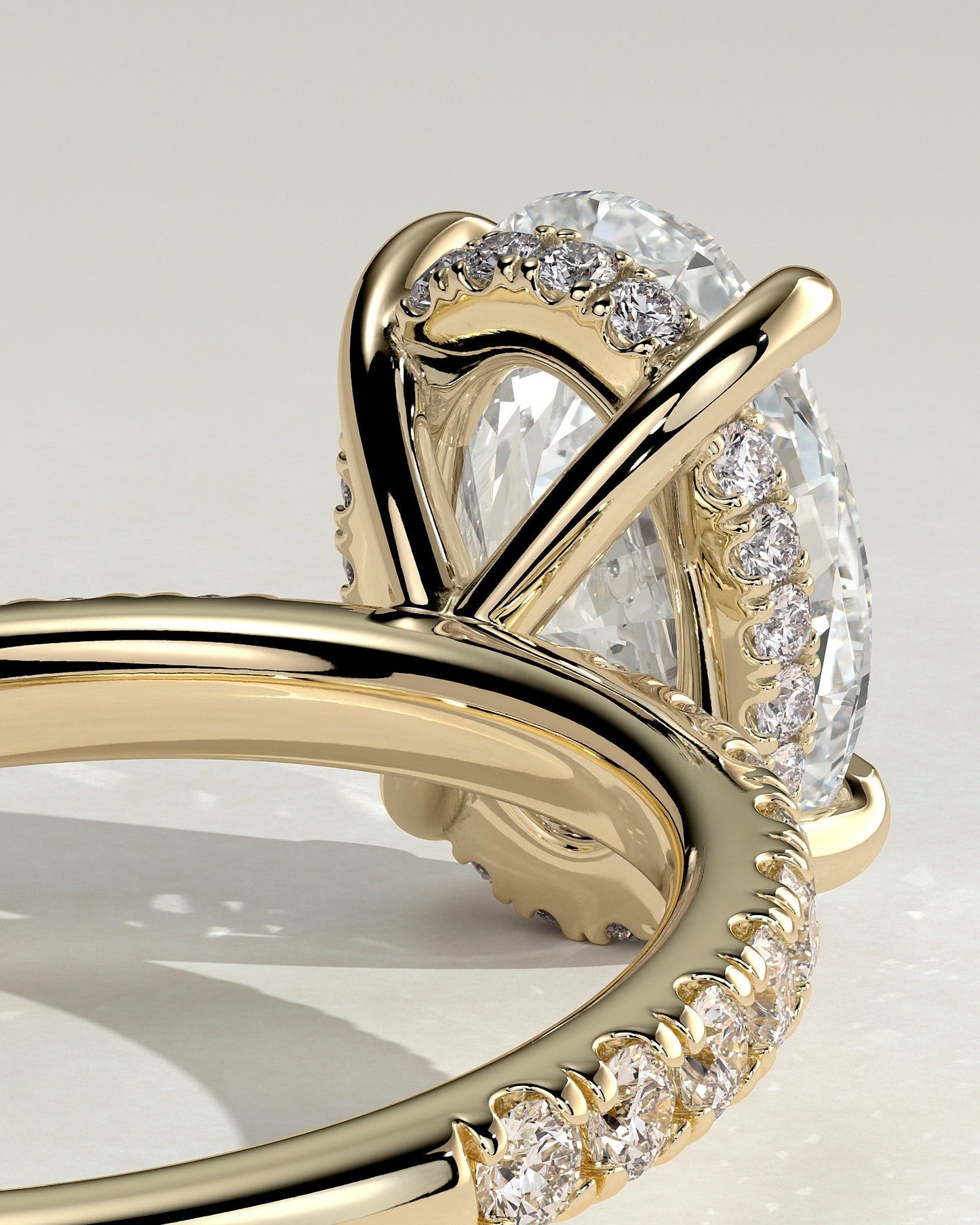 Oval Hidden Halo & Pave Lab Grown Diamond Engagement Ring