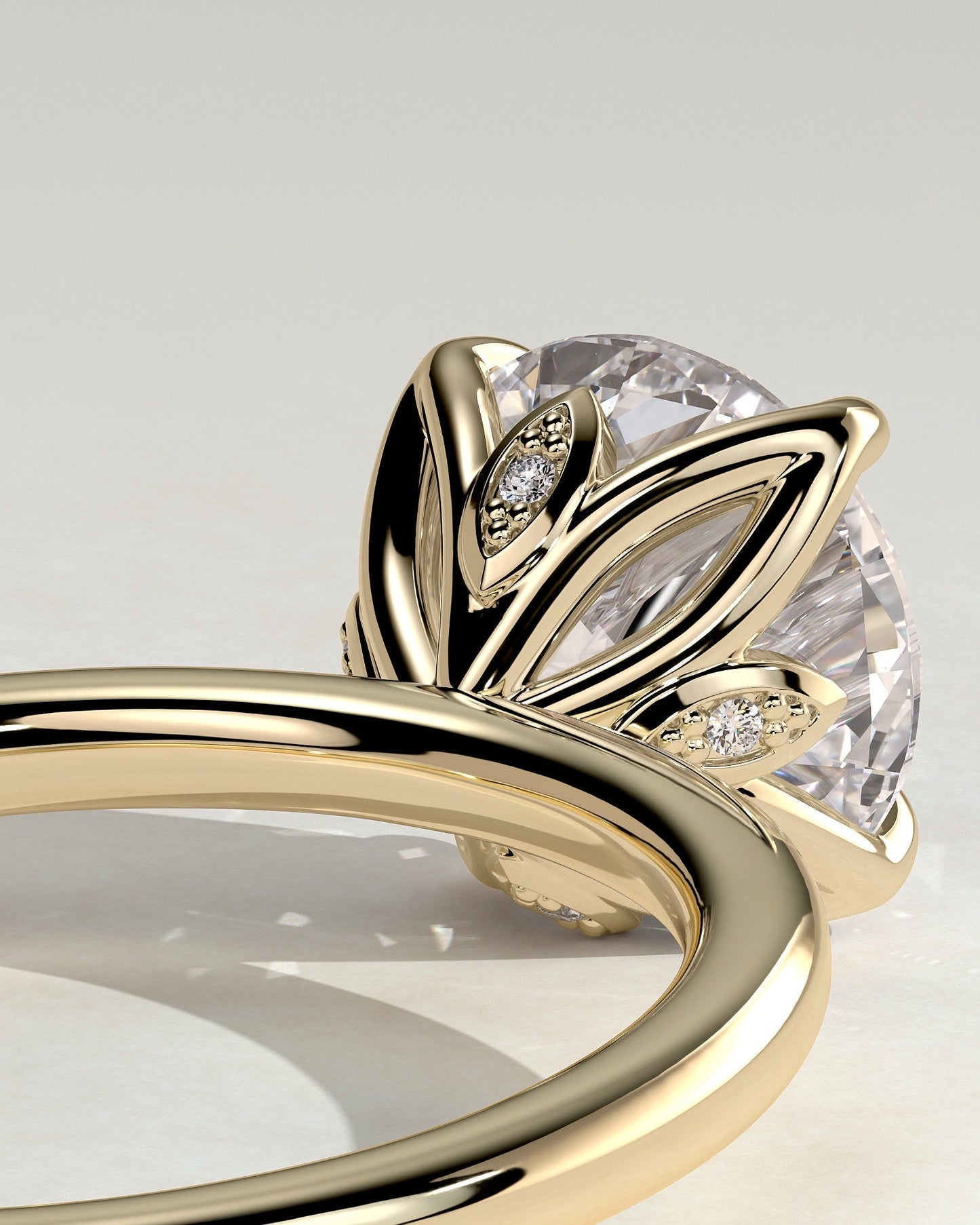 Round Solitaire With Tulip Prongs Lab Grown Diamond Engagement Ring