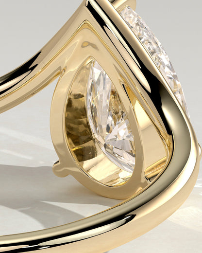 Pear Swirl Solitaire Lab Grown Diamond Engagement Ring