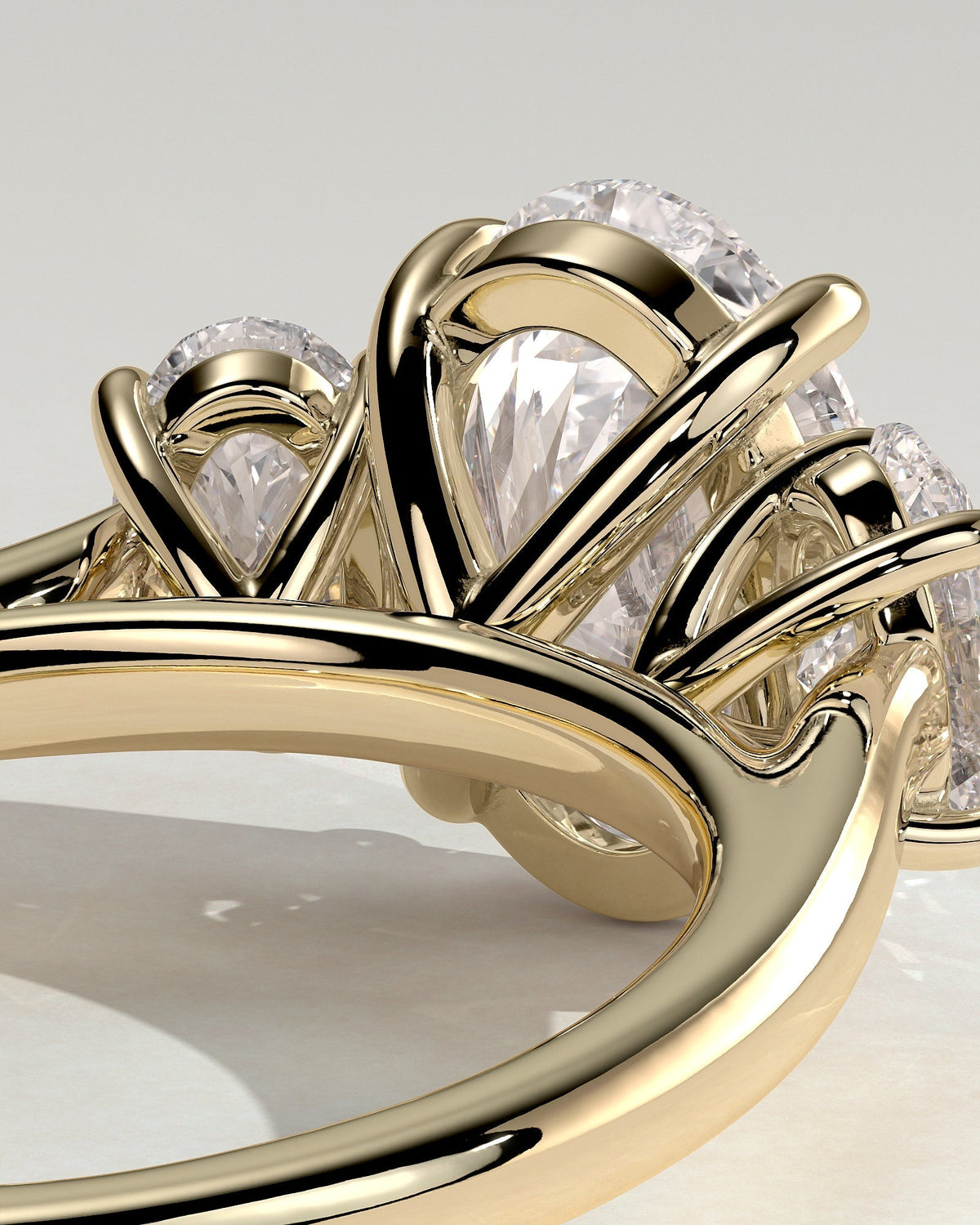 Oval Three Stones Lab Grown Diamond Engagement Ring