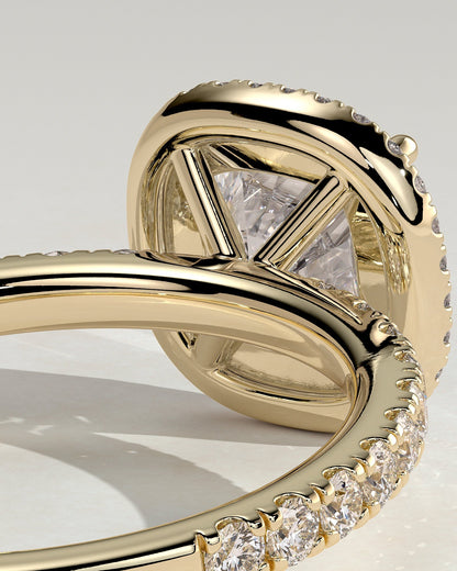 Cushion Halo and Pave Lab Grown Diamond Engagement Ring