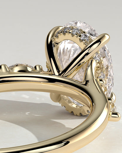 Oval Hidden Halo and Pave Lab Grown Diamond Engagement Ring