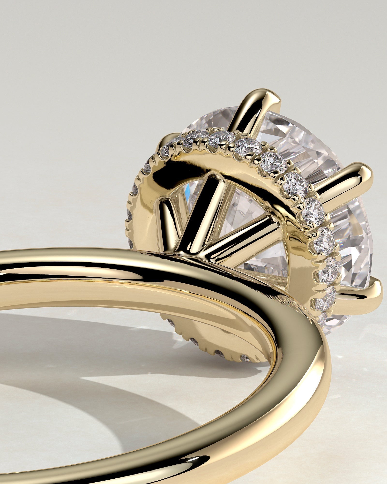 Round Hidden Halo Lab Grown Diamond Engagement Ring