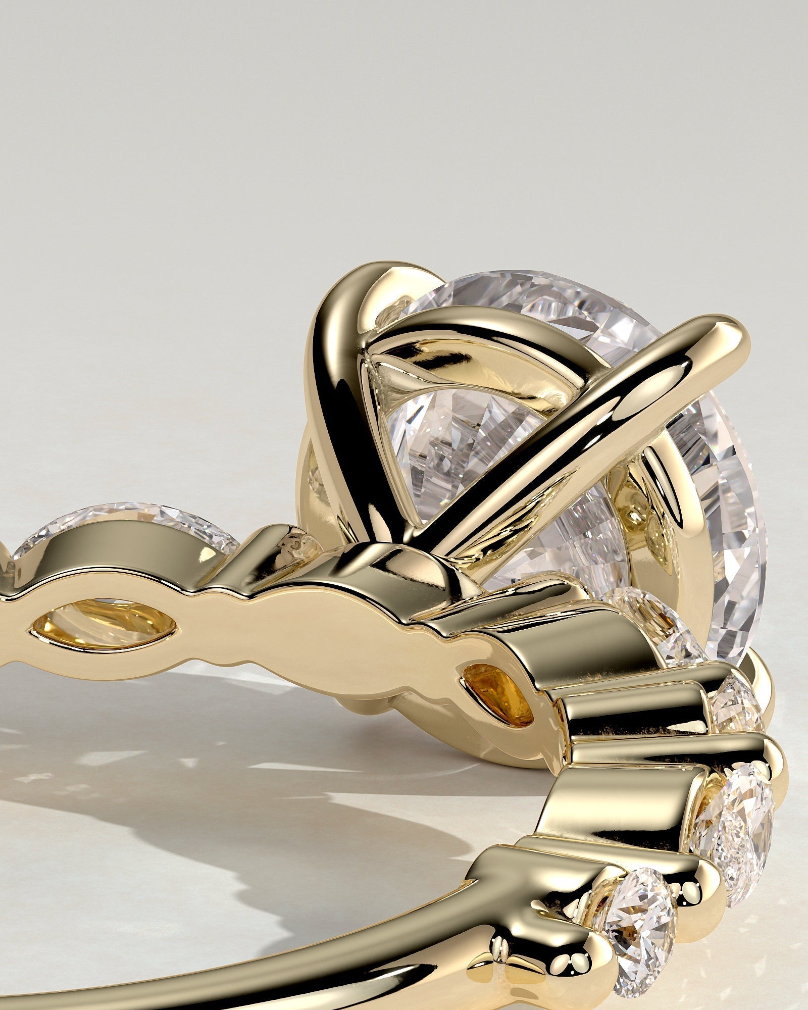 Round Pave Lab Grown Diamond Engagement Ring