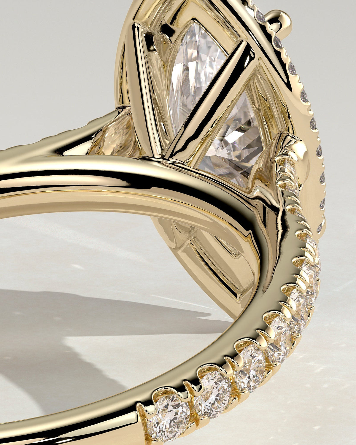 Marquise Halo and Pave Lab Grown Diamond Engagement Ring