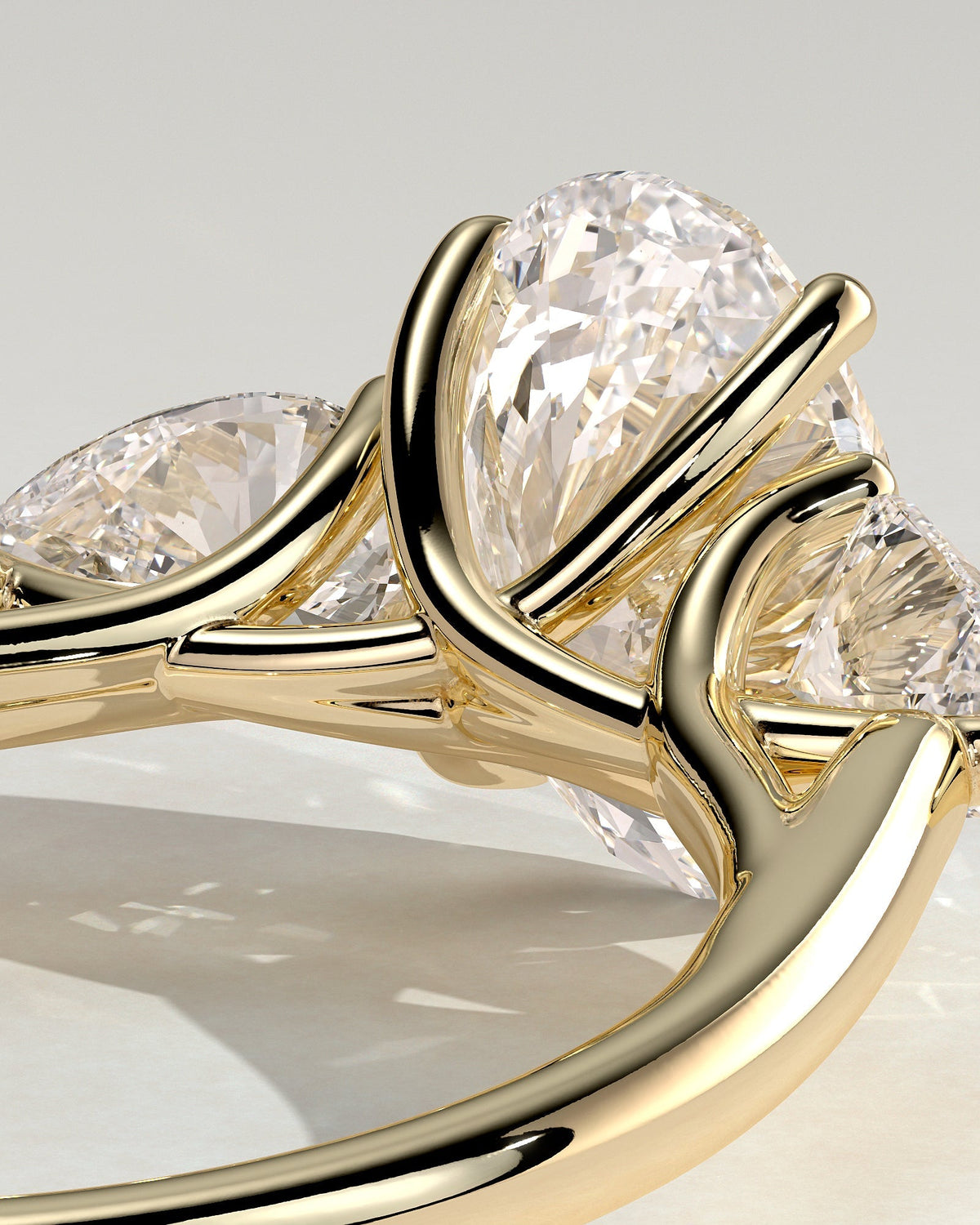 Oval Three Stones Lab Grown Diamond Engagement Ring