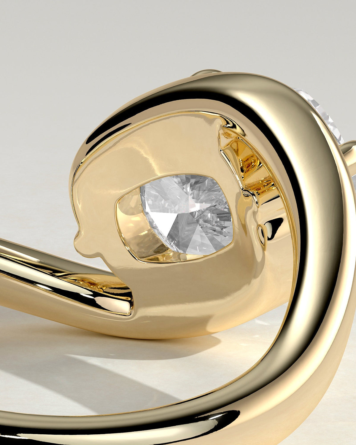 Elongated Cushion Swirl Solitaire Lab Grown Diamond Engagement Ring