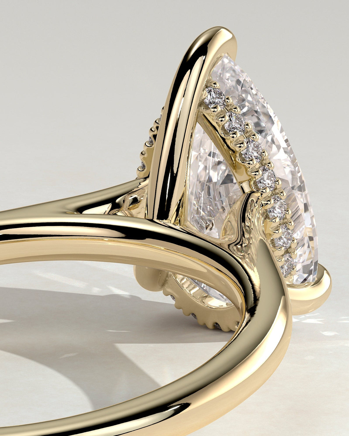 Pear Hidden Halo Lab Grown Diamond Engagement Ring