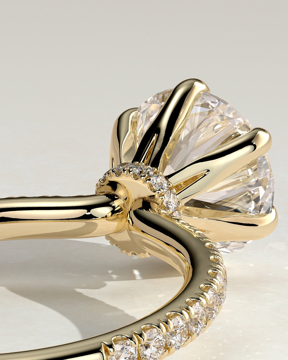 Round Hidden Halo & Pave Lab Grown Diamond Engagement Ring