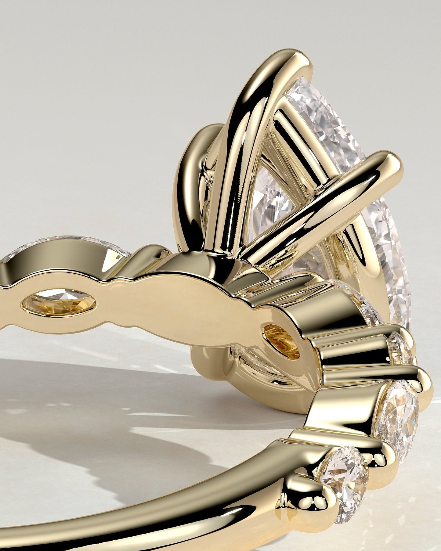 Pear Alternating Pave Lab Grown Diamond Engagement Ring