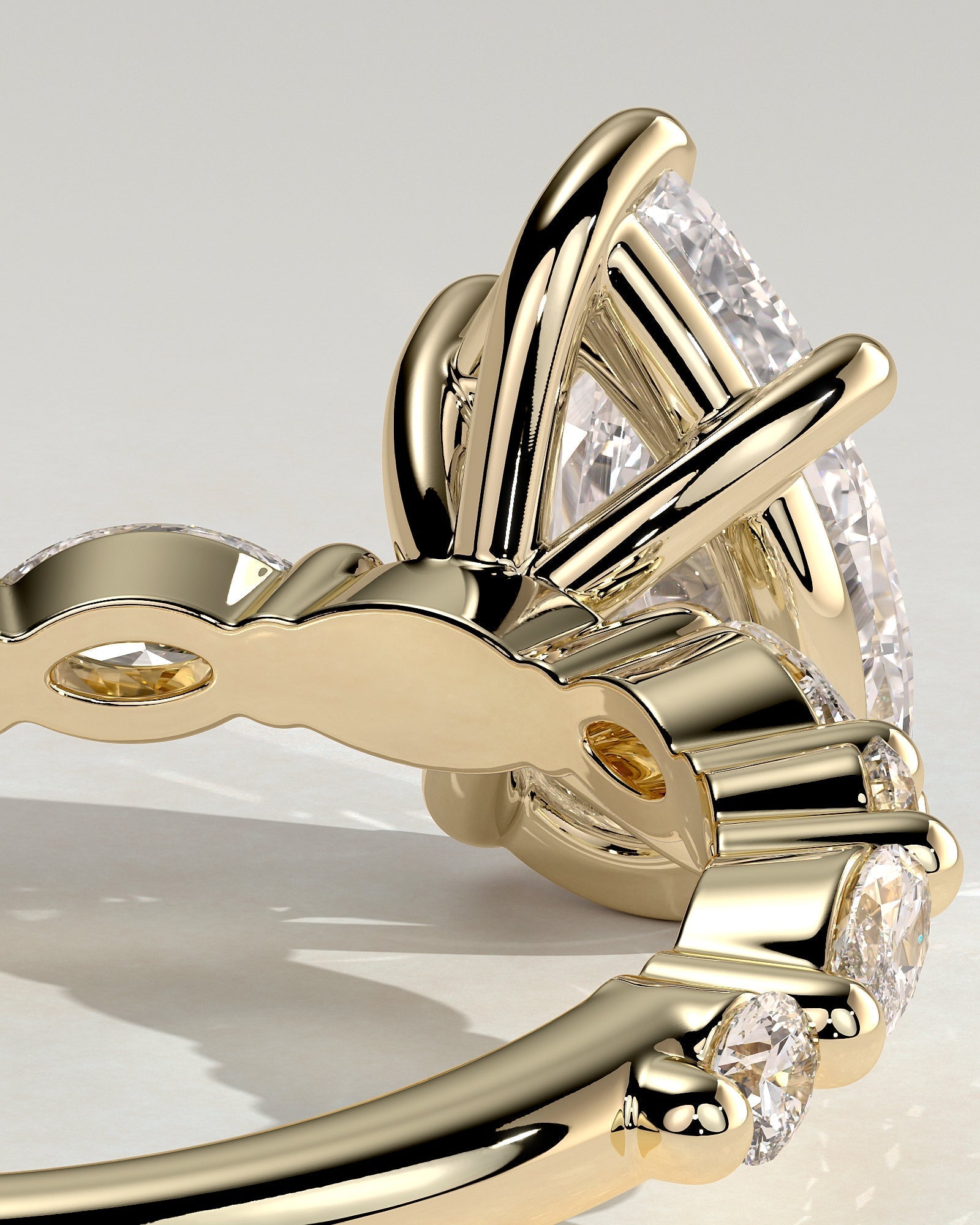 Pear Alternating Pave Lab Grown Diamond Engagement Ring