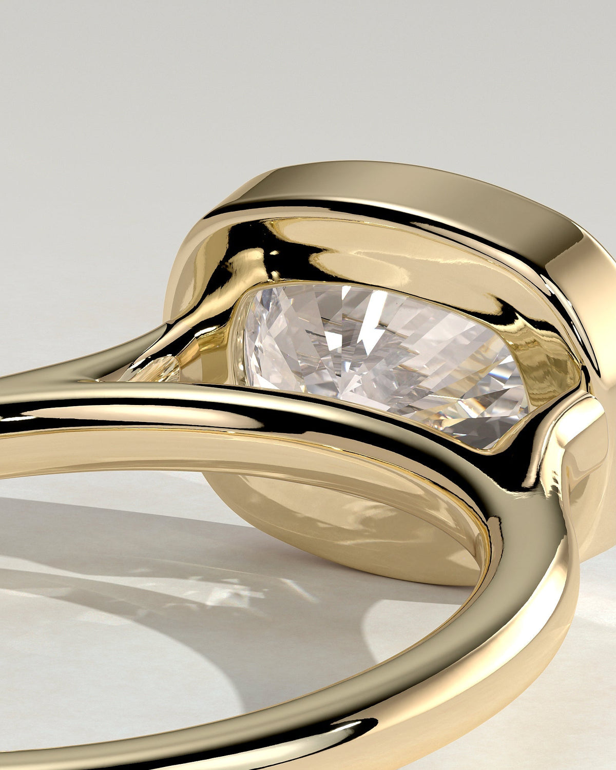 Elongated Cushion East West Bezel Lab Grown Diamond Engagement Ring