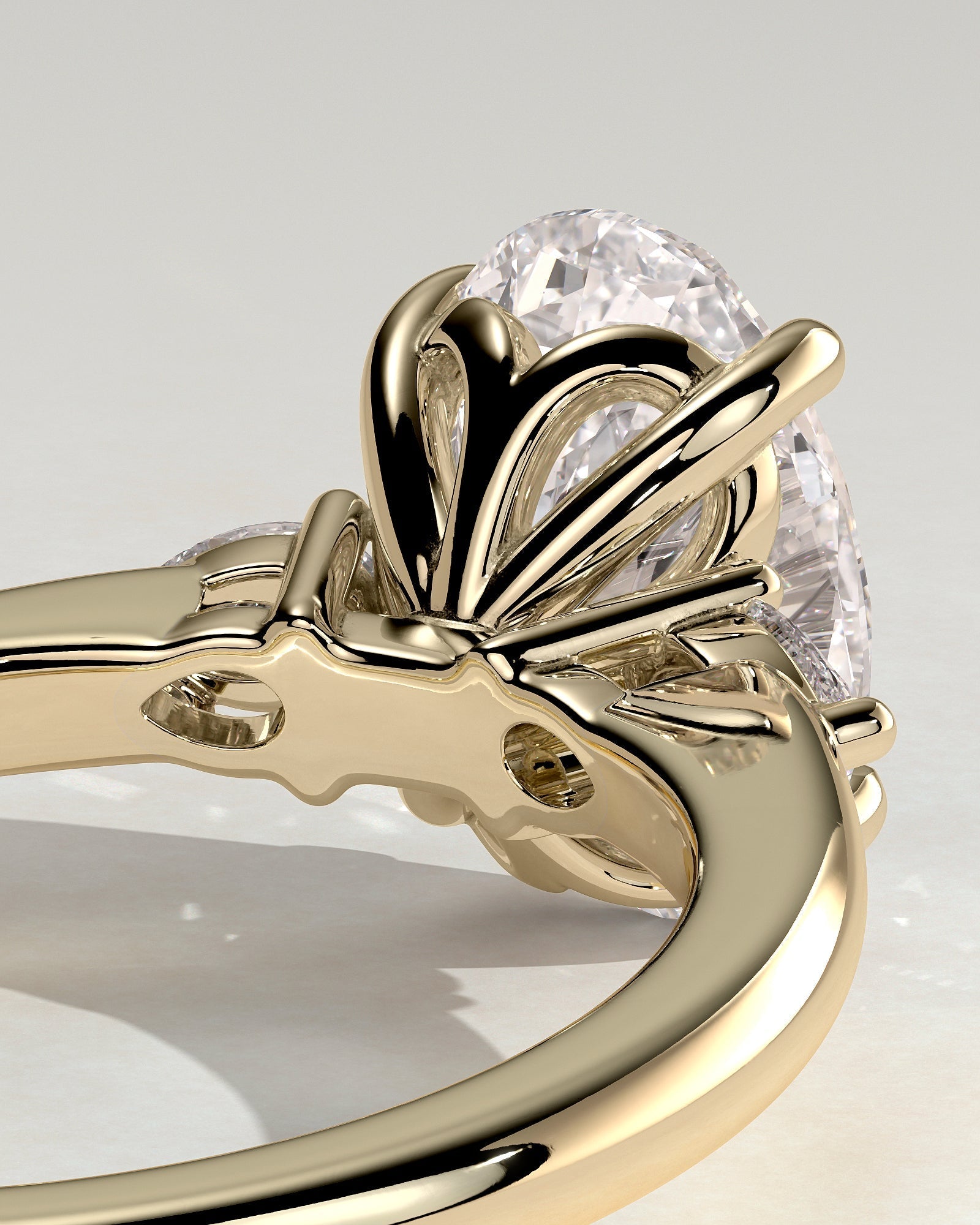 Oval Three Stones Lab Grown Diamond Engagement Ring