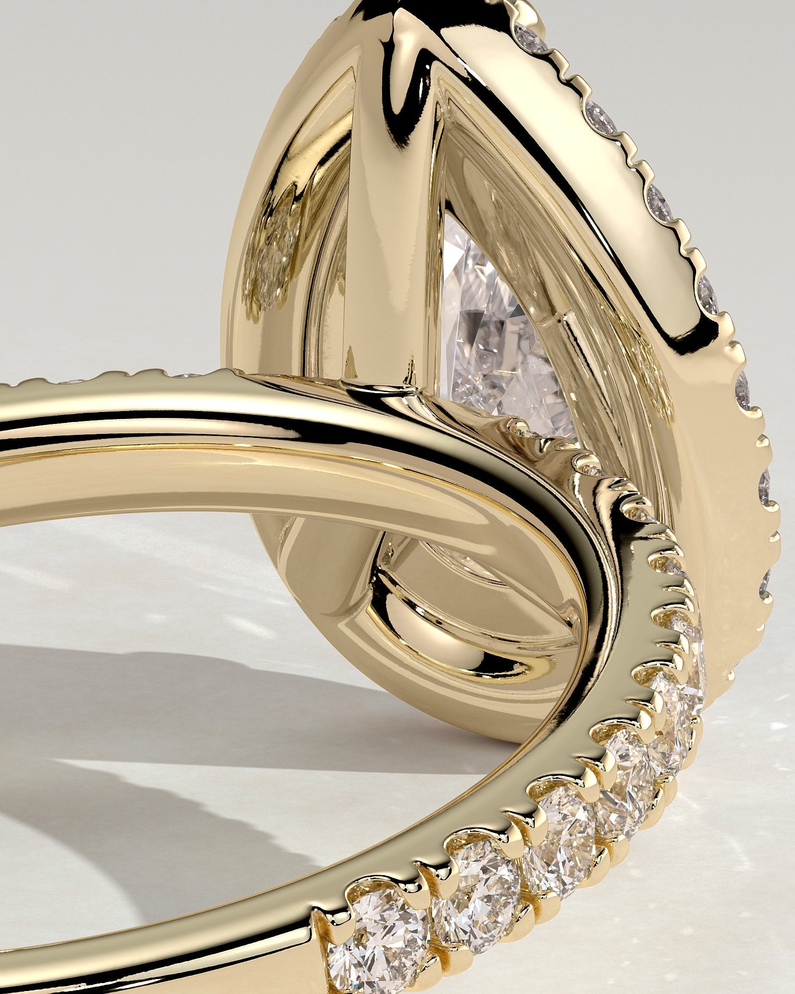 Pear Halo and Pave Lab Grown Diamond Engagement Ring