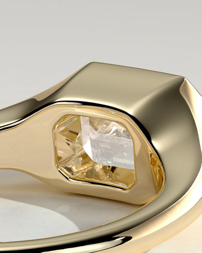 Emerald Signet Solitaire Lab Grown Diamond Engagement Ring