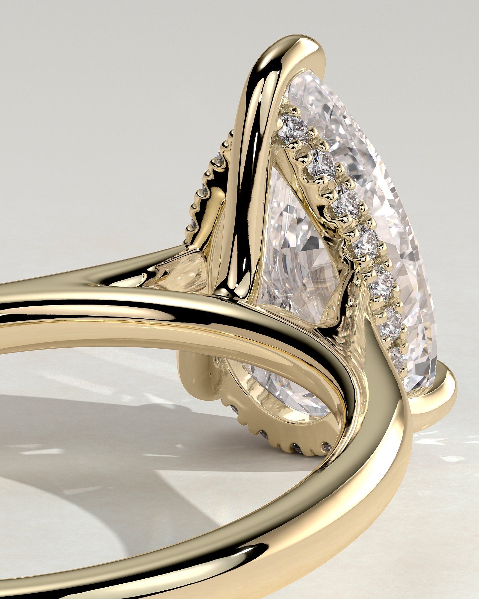 Pear Cathedral & Hidden Halo Lab Grown Diamond Engagement Ring