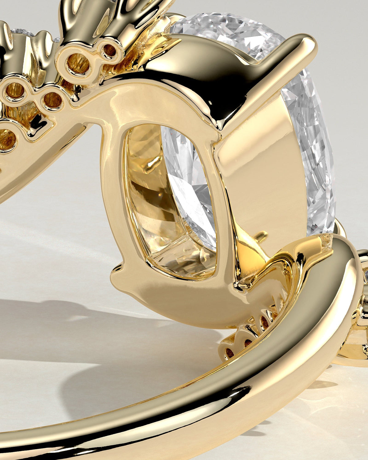 Elongated Cushion Swirl Cluster Lab Grown Diamond Engagement Ring