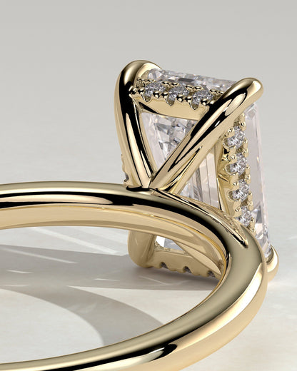 Emerald Hidden Halo Lab Grown Diamond Engagement Ring
