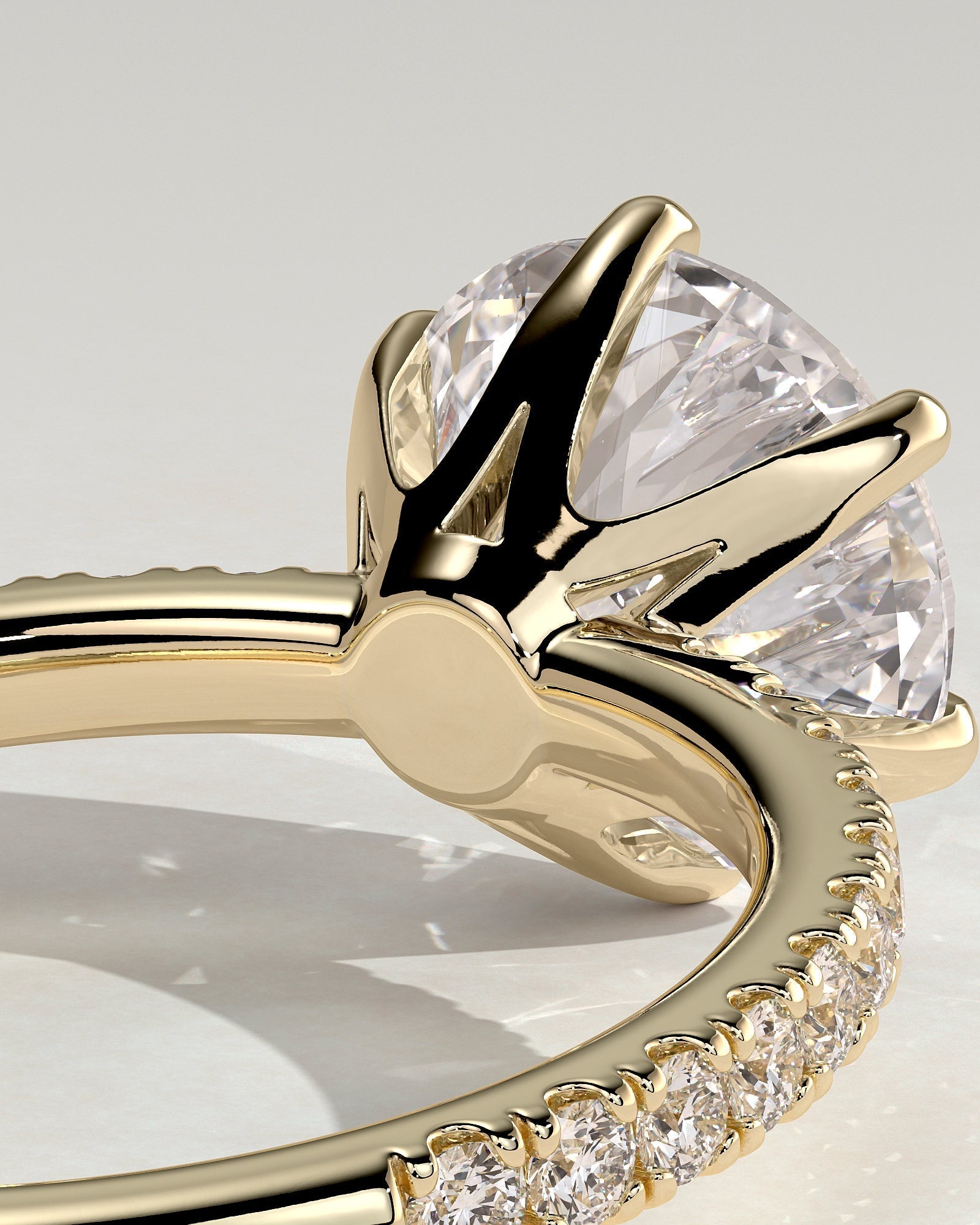 Round Pave Lab Grown Diamond Engagement Ring