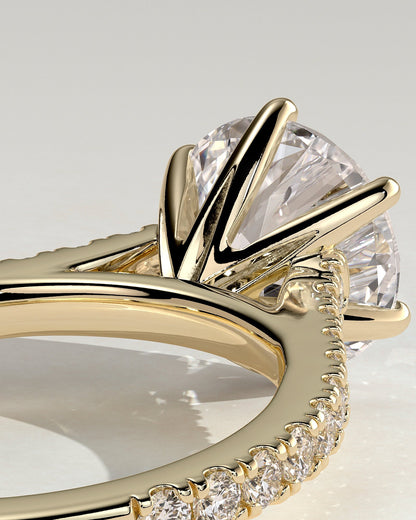 Round Pave and Cathedral Lab Grown Diamond Engagement Ring