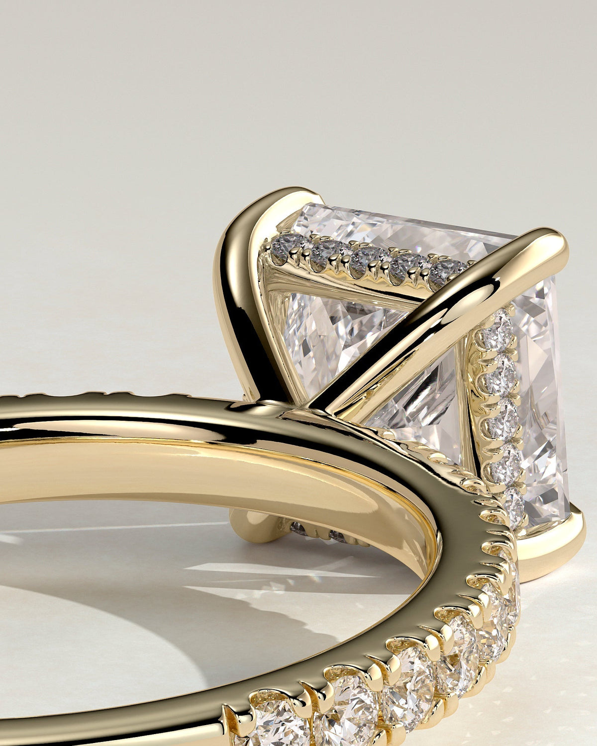 Princess Hidden Halo and Pave Lab Grown Diamond Engagement Ring