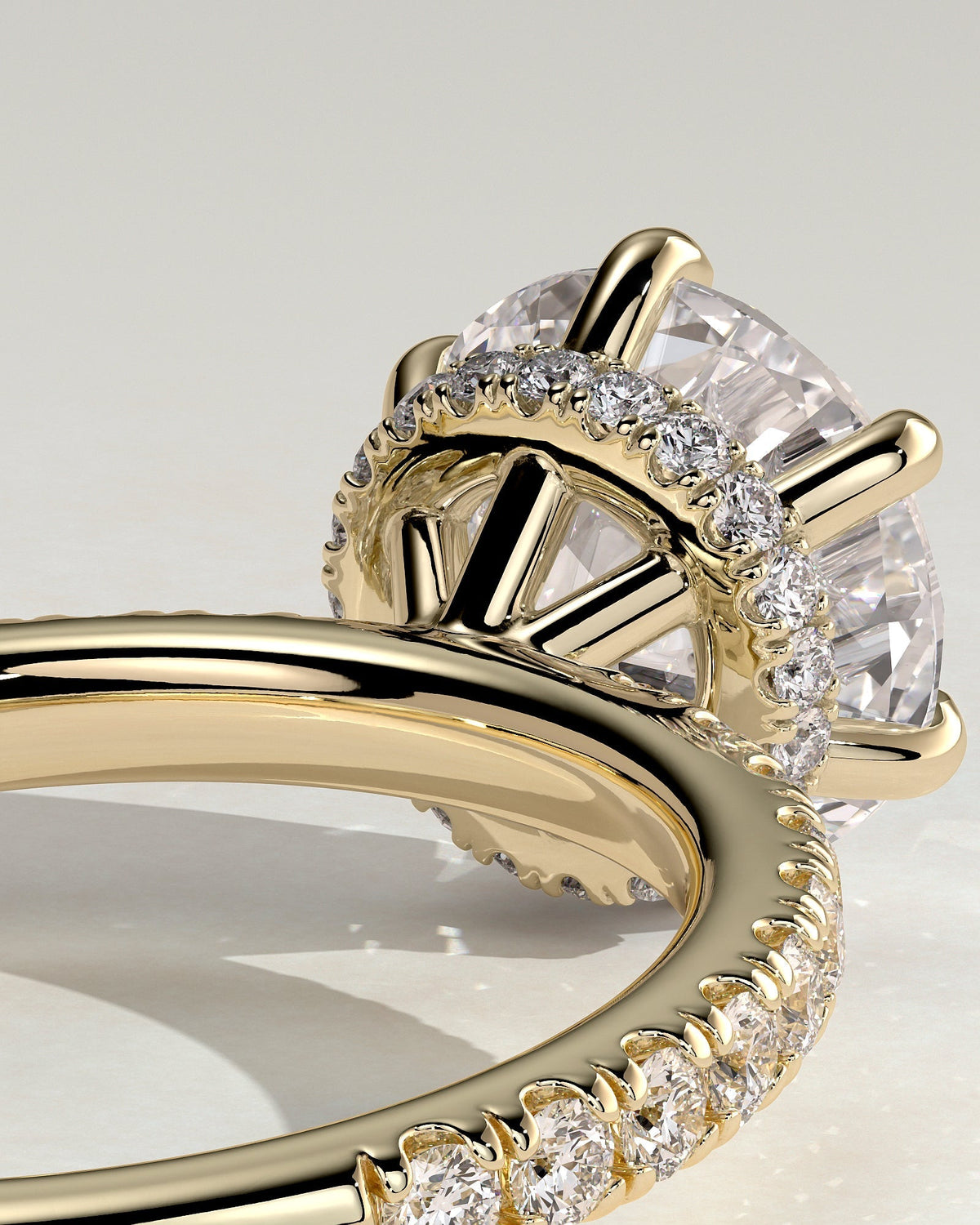 Round Pave & Hidden Halo Lab Grown Diamond Engagement Ring