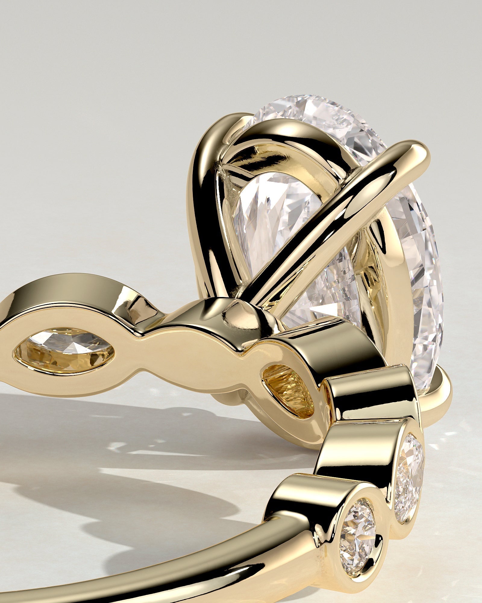 Oval Alternating Pave Lab Grown Diamond Engagement Ring