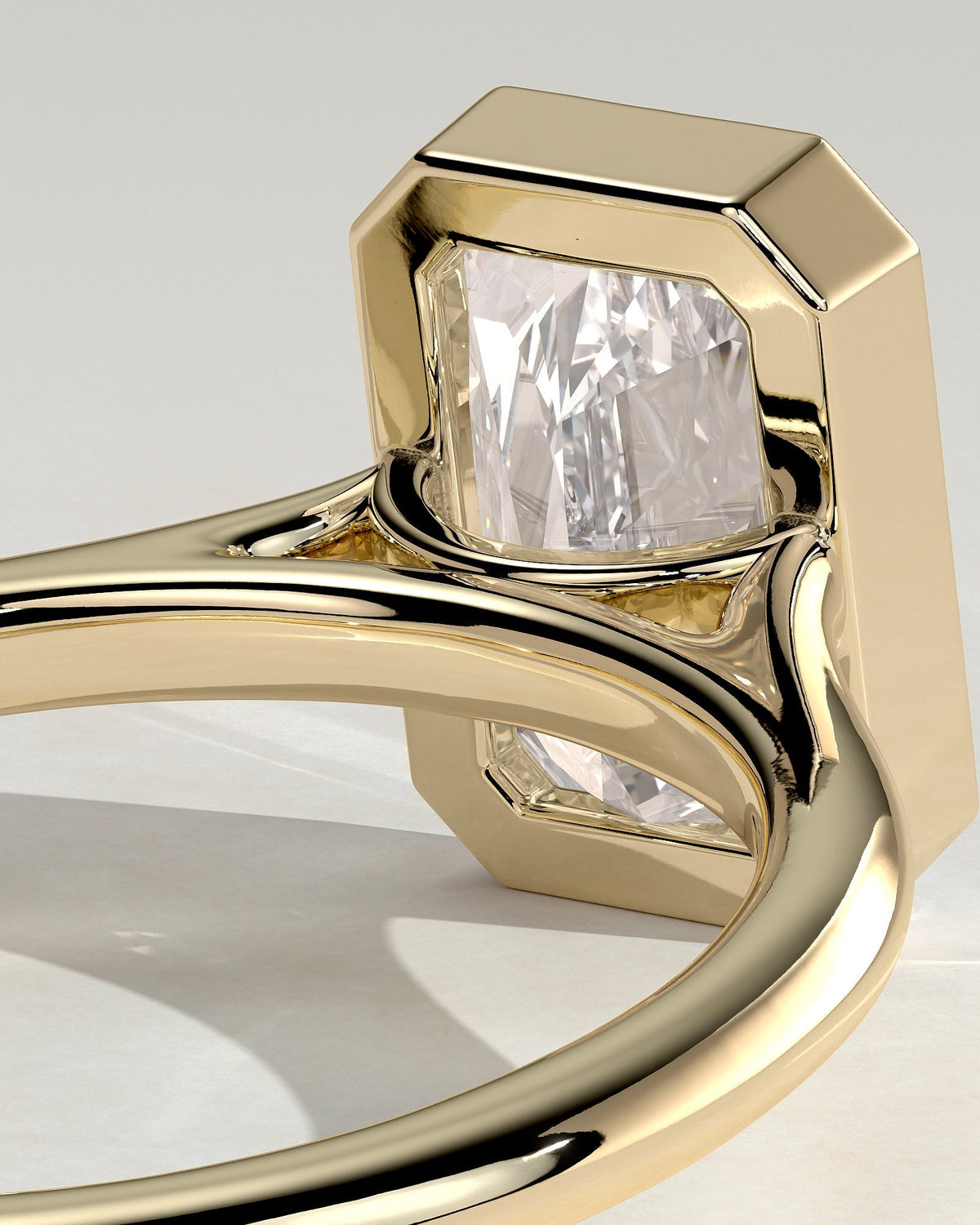 Radiant Bezel Solitaire Lab Grown Diamond Engagement Ring