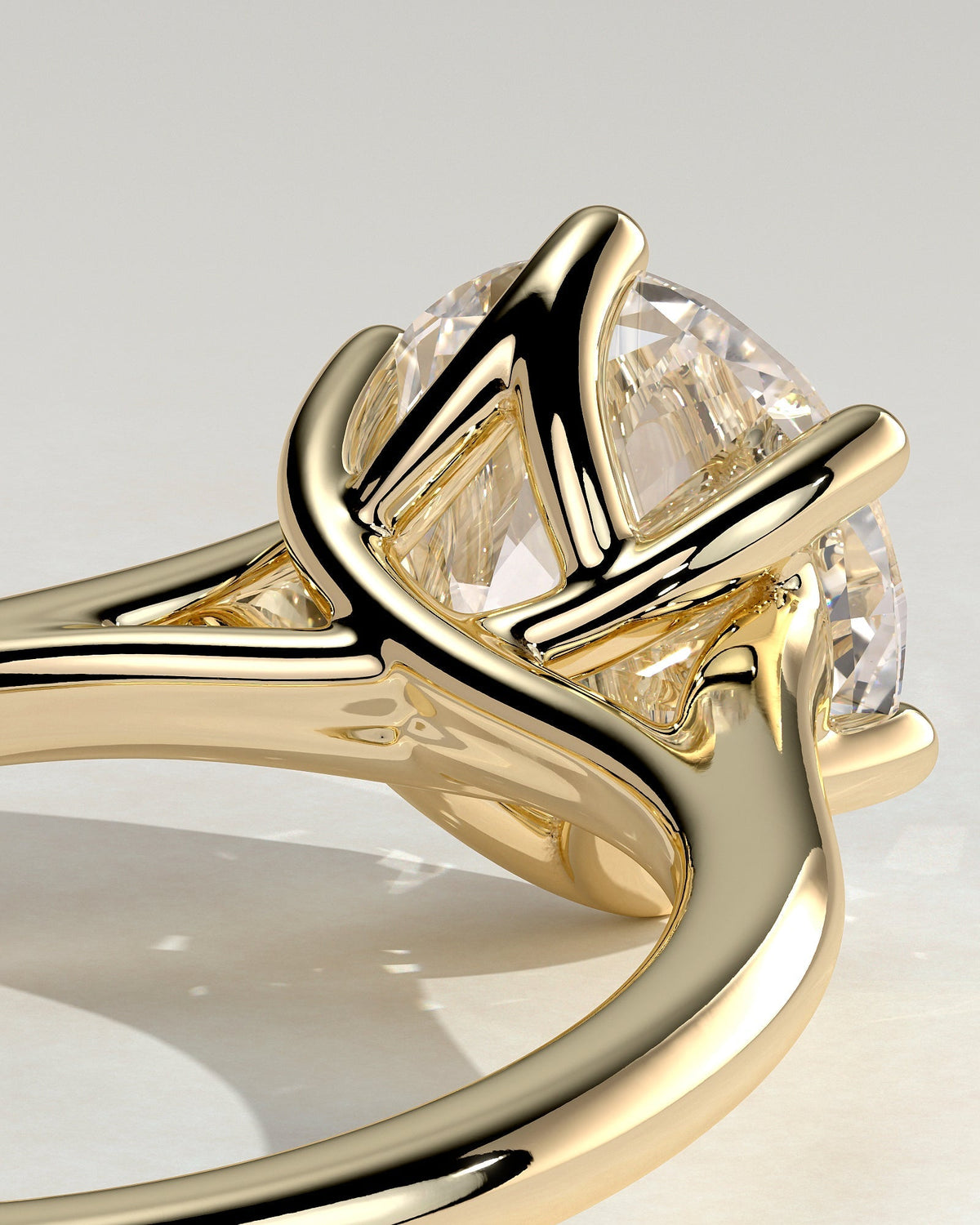 Round Cathedral Solitaire Lab Grown Diamond Engagement Ring